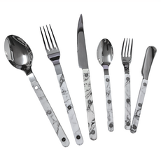 法式復古餐具組，大理石花紋手柄, 大理石白, 餐刀 + 餐叉 + 餐勺 + 牛油刀 + 甜品叉 + 茶勺, 1組