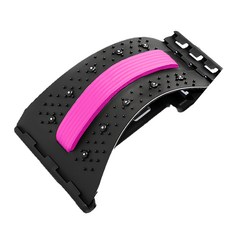 日式點壓腰椎伸展按摩器 升級磁石泡棉款, 粉色/黑色