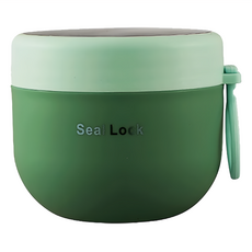 Seal Lock不鏽鋼湯杯湯碗 早餐杯 燉湯杯 附可折疊湯勺, 綠色, 1個