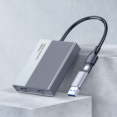 HAGiBiS 鋁合金双接口USB-A/USB-C 雙螢幕高畫質擴充器 DPL01, 深空灰, 1個