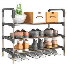 京太陽 不鏽鋼鞋架, 3層, 60x31x72公分, 黑色, 1個