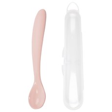 MOTHER-K 鉑金矽膠湯匙 附攜帶盒 食品級矽膠 嬰兒湯匙, 1支, 糖果粉