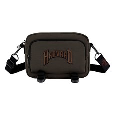 NCAA 哈佛格紋Logo側背包, 21 x 5 x 14cm, 咖啡色