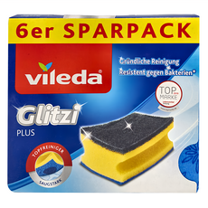 Vileda Glitzi Plus 鍋具清潔海綿 耐細菌*, 6塊, 1盒