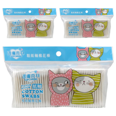 適膚克林 粗紙軸棉棒, 400支, 3袋