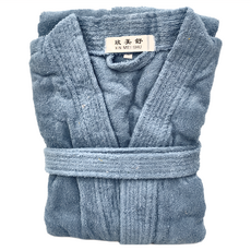 欣美舒 XIN MEI SHU 純棉浴袍 L, 五星飯店指定款, 高品質七分袖, 孔雀藍, 1件