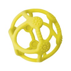 US baby 優生 手部訓練咬咬球 穿梭太空艙, 食品級矽膠固齒器, 訓練抓握能力, 按摩牙齦, 黃色, 1個