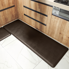 Life+ 耐磨可擦洗防油污防水防滑 PU皮革廚房地墊/腳墊/進門墊, 棕色