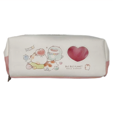 JOY STAR 皮質雙拉鍊筆袋 - 胖胖星球款, 煙燻粉, 1個