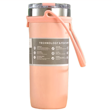 大容量手提保溫杯, 粉色, 710ml, 1個