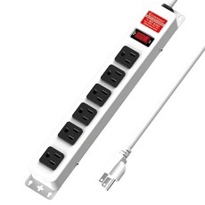 成電牌 1切6座15A鐵殼延長線, 白色, 1個