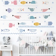 ins 歐風壁貼系列 90 x 30cm c093 可愛卡通魚造型壁貼 輕鬆DIY改造居家風格