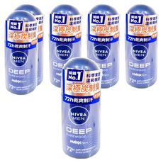 NIVEA 妮維雅 深極炭系列 止汗爽身乳液 清新魅力 滾珠瓶, 50ml, 6瓶