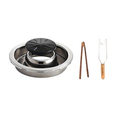 LOTUSGRILL 燒烤火鍋塔 Set 珐瑯烤盤+不鏽鋼鍋+木夾, 1組, 34.6cm x 11cm