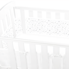 BreathableBaby 透氣嬰兒床圍 全包型, 適用於四面百葉板和實心後背嬰兒床, 滿天星灰
