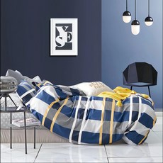 Pure One 100%純棉枕套床包組, 床包 + 枕套, 雙人加大(床包180 x 186 x 30cm + 枕套45 x 75cm), 學院風