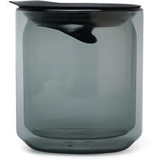 太空玻璃罐 雙層玻璃矽膠材質, 灰黑色, 700ml, 1個