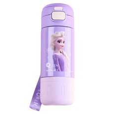 優貝選 迪士尼明星 升級316不鏽鋼直飲/吸管一蓋兩用 保冷/保溫運動水壺, 1個, 500ml, 紫色愛莎
