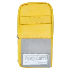 KOKUYO 國譽 MAG CRITZ NEO手機支架筆袋, 超大容量, 大開口, 可放入45支筆, 黃色 + 灰色, 1個