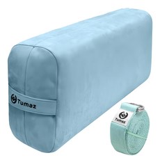 Tumaz 月熊 40&50D雙面硬度麂皮細緻絨瑜珈枕 雙硬度設計 四季適用 枕套可拆洗 重量加重 穩定支撐, 土耳其藍, 74 x 29 x 14 cm, 1組