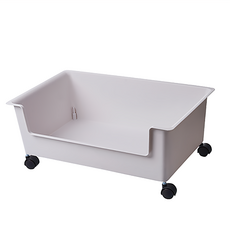 書本收納盒 帶輪, PP材質, 大小款可選, 白色, 1個