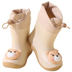 JAR嚴選 立體卡通兒童雨鞋 咖啡小熊, 防滑鞋底, 柔軟舒適, S