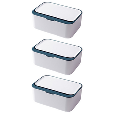 乾濕多用途濕巾口罩收納盒 防塵防蟲 PP材質, 白藍, 3個