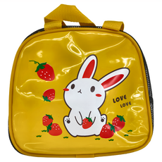 不發霉可愛動物全網透氣環保餐具袋-黃兔, 膠皮鏡面 PVC材質, 台灣製造, 1個