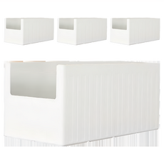 KAZT 多功能收納盒 層疊式設計 滑動式收納架 ABS材質, 白色, 4個