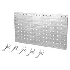 撥撥的架子 不鏽鋼洞洞板 40X22cm+5cm 掛勾(電鍍)X5, 1組, Silver