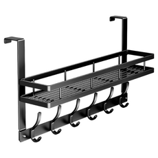 小麥購物 雙層門後掛勾 6鉤 C582 寬52cm 926g, 黑色, 1個