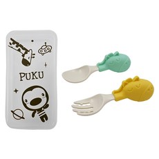 PUKU 藍色企鵝 PPSU寶寶好味湯叉組，適用於18個月以上寶寶, 斑馬, 1組, 湯匙, 叉子, 收納盒
