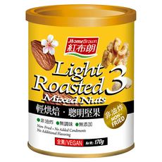 HomeBrown 紅布朗 輕烘焙聰明堅果, 特選核桃, 杏仁與腰果搭配, 非油炸, 無調味, 無添加, 170g, 1罐