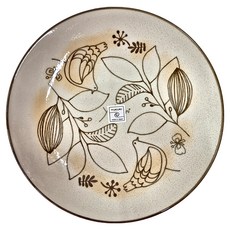 YUKURI 日本美濃燒 芬蘭花紋圓盤 淡黃空鳥, 1個