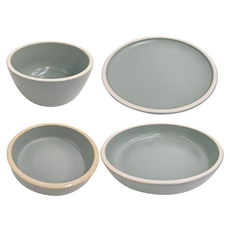 JUST HOME 北歐陶瓷碗盤組, 調味碟 + 2個飯碗 + 湯盤 + 2個平盤, 灰色, 1組