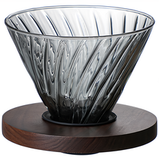 LifeShopping V型耐熱玻璃咖啡濾杯 耐熱材質 萃取均勻 簡約, 1個, 黑色, 可沖泡1-4人份