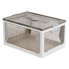 五開門折疊收納箱 大容量疊加 節省空間 透明可視, 白色, 1盒