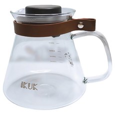 IKUK 艾可 玻璃柄皮革耐熱玻璃壺, 650ml, 1個, 透明玻璃色