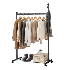 品屋 特大號二合一掛衣架雙, 特大(105x43x170cm), 簡約灰 2266