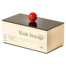 ins風口罩收納盒, 奶油白色 + 紅色, 1個