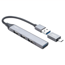 RASTO RH7 USB 3.0 四孔HUB集線器 贈USB ti TypeC轉接頭, 鋁合金, 1個