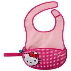b.box 便攜圍兜連匙 4個月以上 澳洲設計 柔軟餵食匙, HELLO KITTY 粉紅+桃紅, 1組, 1個