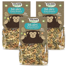 Little Pasta 帕斯達 Ditalini Baby Pasta 迷你管造型寶寶義大利麵, 銅模壓製成型, 無額外添加鹽和糖, 添加維生素B1, 250g, 3包