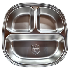 304不鏽鋼兒童餐盤 分隔飯菜不混味, 單件, 01.方圓三格, 1個