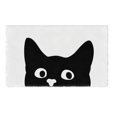 All In Home 窩在家 可愛韓式刮泥地墊, 偷看小黑貓, 玄關刮泥墊, 防滑地墊, 入門地墊, 1個, 45 x 75cm