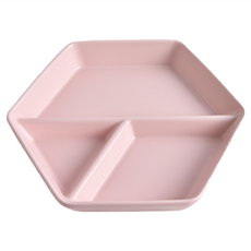 Homely Zakka 北歐六角型 3格 陶瓷分隔餐盤 211, 1個, 奶油粉