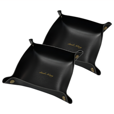 KUIBAO 快豹生活 Mule皮革收納托盤 大號, 正方形黑色, 2個, 黑色