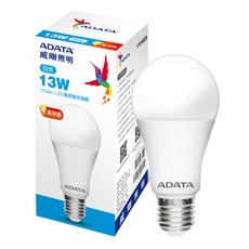 ADATA 威剛 大廣角高效LED燈泡 13W AL-BUA60C4A-13W65 124 x 60mm, 白光, 2個