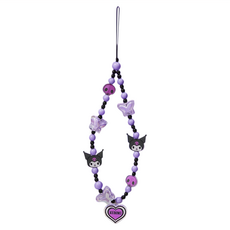 WOONUE 酷洛米Kuromi手機掛繩 串珠粉紫 正版授權 100g, 酷洛米Kuromi 粉紫色, 1個