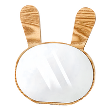 木質摺疊鏡子 Set 3個, 動物造型化妝鏡, 超薄鏡身, 貓/兔子/小熊, 小兔